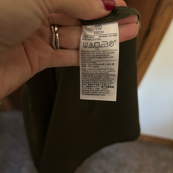 NWT Banana Republic Strappy Empire-Waist Midi Dress in Olive Green size XXS - Picture 6 of 7